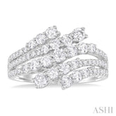 1 1/2 ctw Triple Split Wide Bypass Round Cut Diamond Fashion Band in 14K White Gold